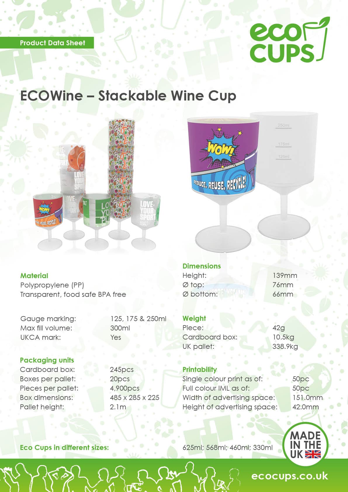 ECO350 – Stackable Wine Cup FULL COLOUR